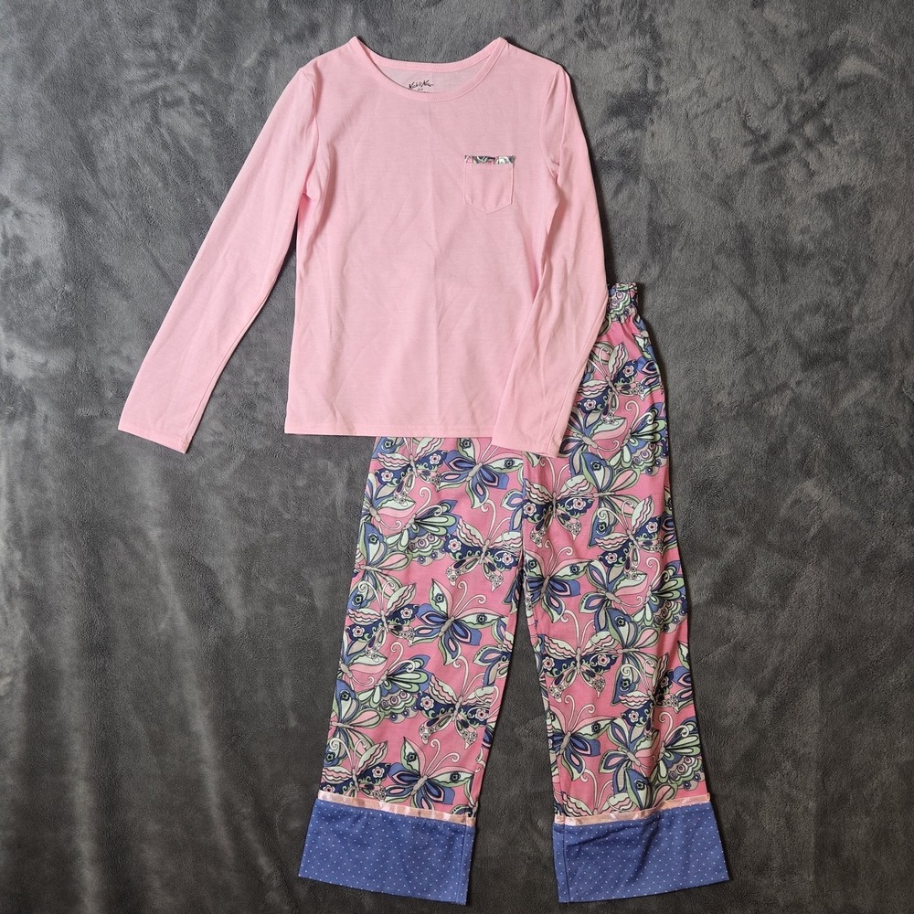 Nick & Nora Kids Long Sleeve Pajamas Set Butterfly PJs SX M 7/8 Flame Resistant
